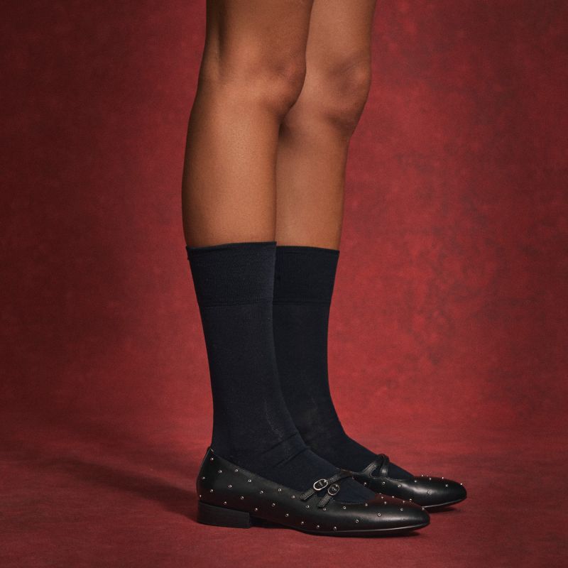 FLORA BALLERINA W - NAPPA/STUDS - NOIR/ARGENT